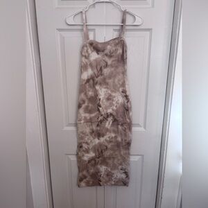 Zara Cream Tie Dye Ribbed Dress